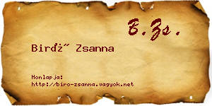Biró Zsanna névjegykártya